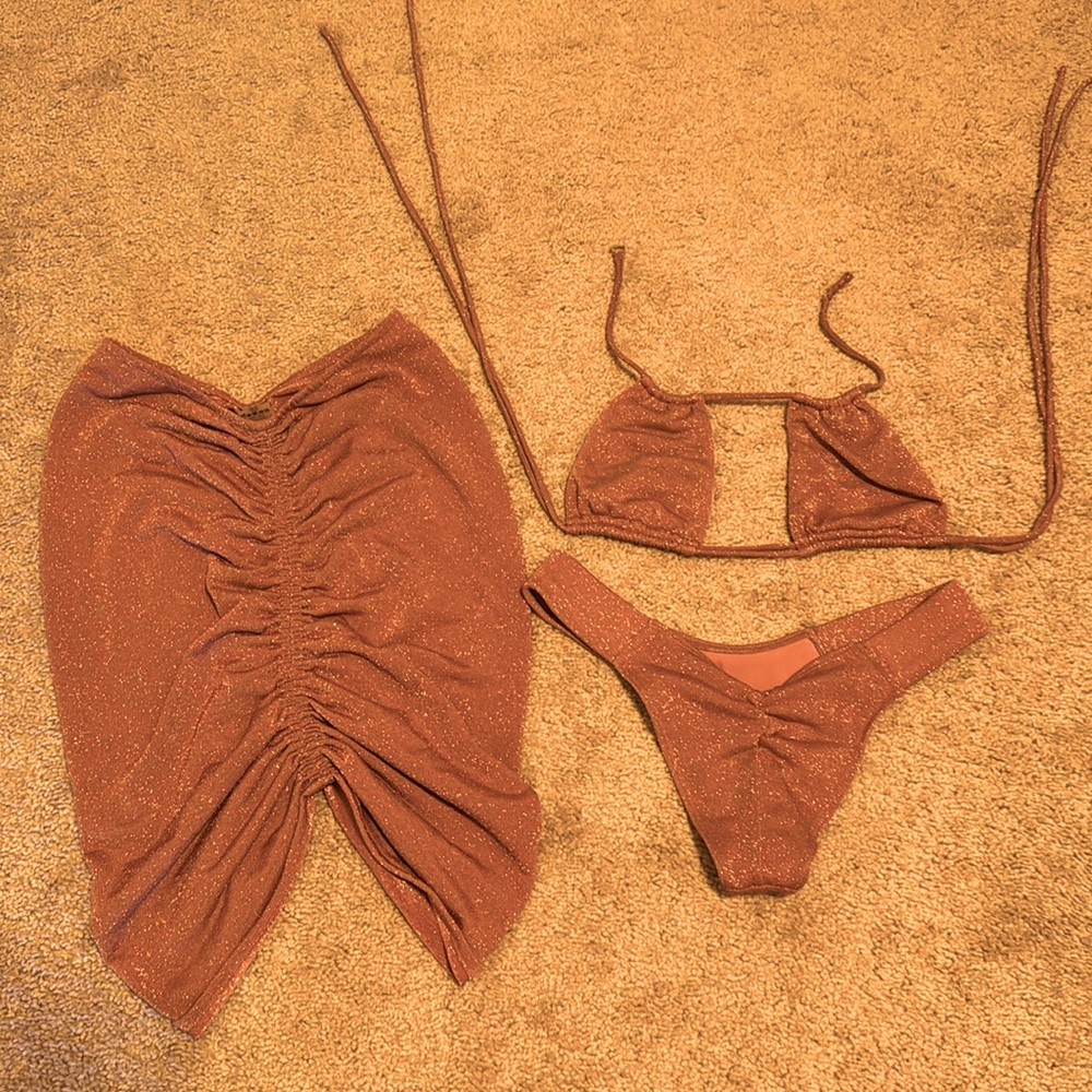 Montce bikini set pink glitter. Size small